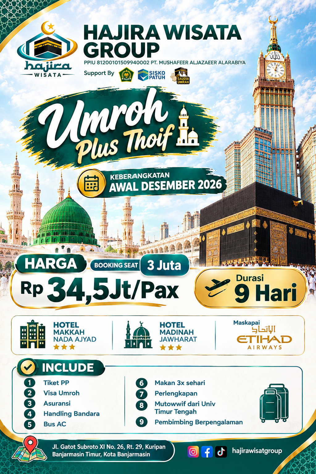 Pratinjau brosur Umroh Plus Thaif — Awal Desember 2026