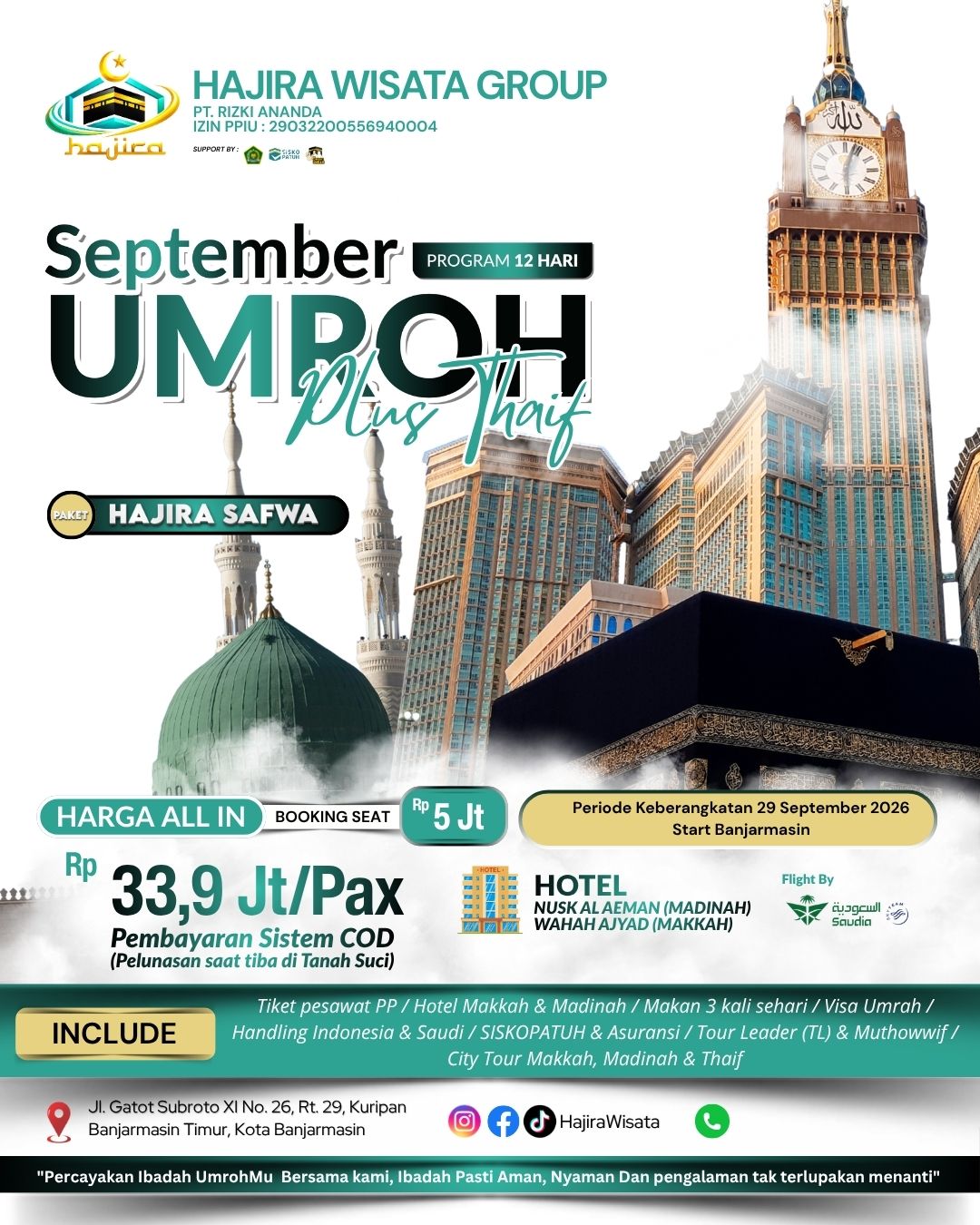 Pratinjau brosur Umroh Plus Thaif — September 2026