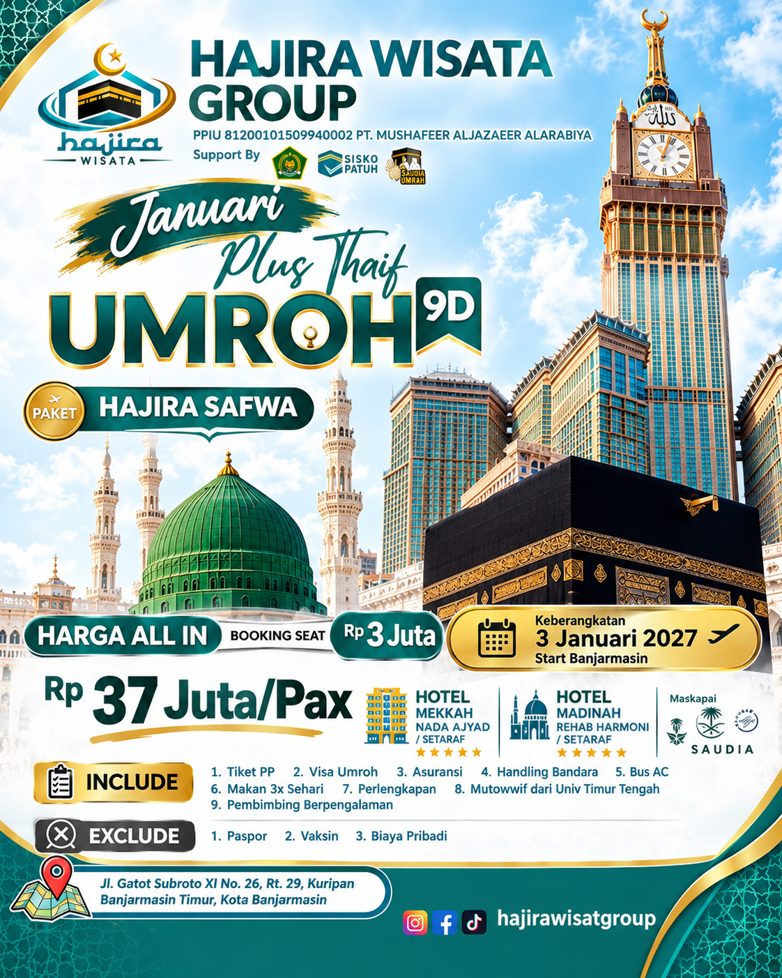 Pratinjau brosur Umroh Plus Thaif — 3 Januari 2027
