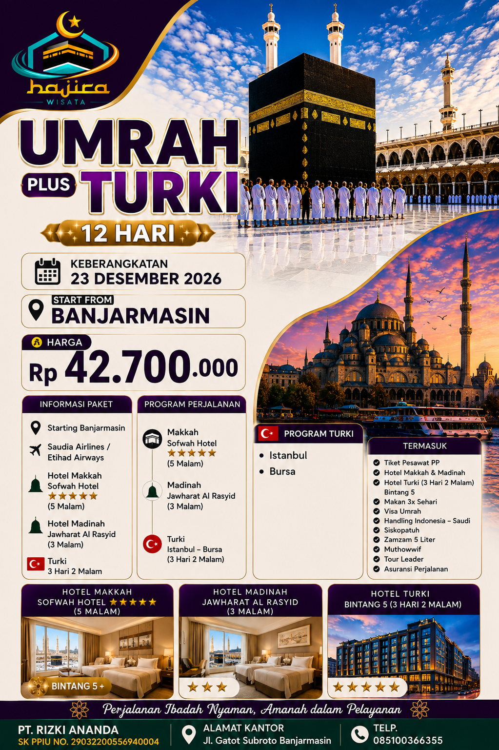Pratinjau brosur Umrah Plus Turki — 23 Desember 2026