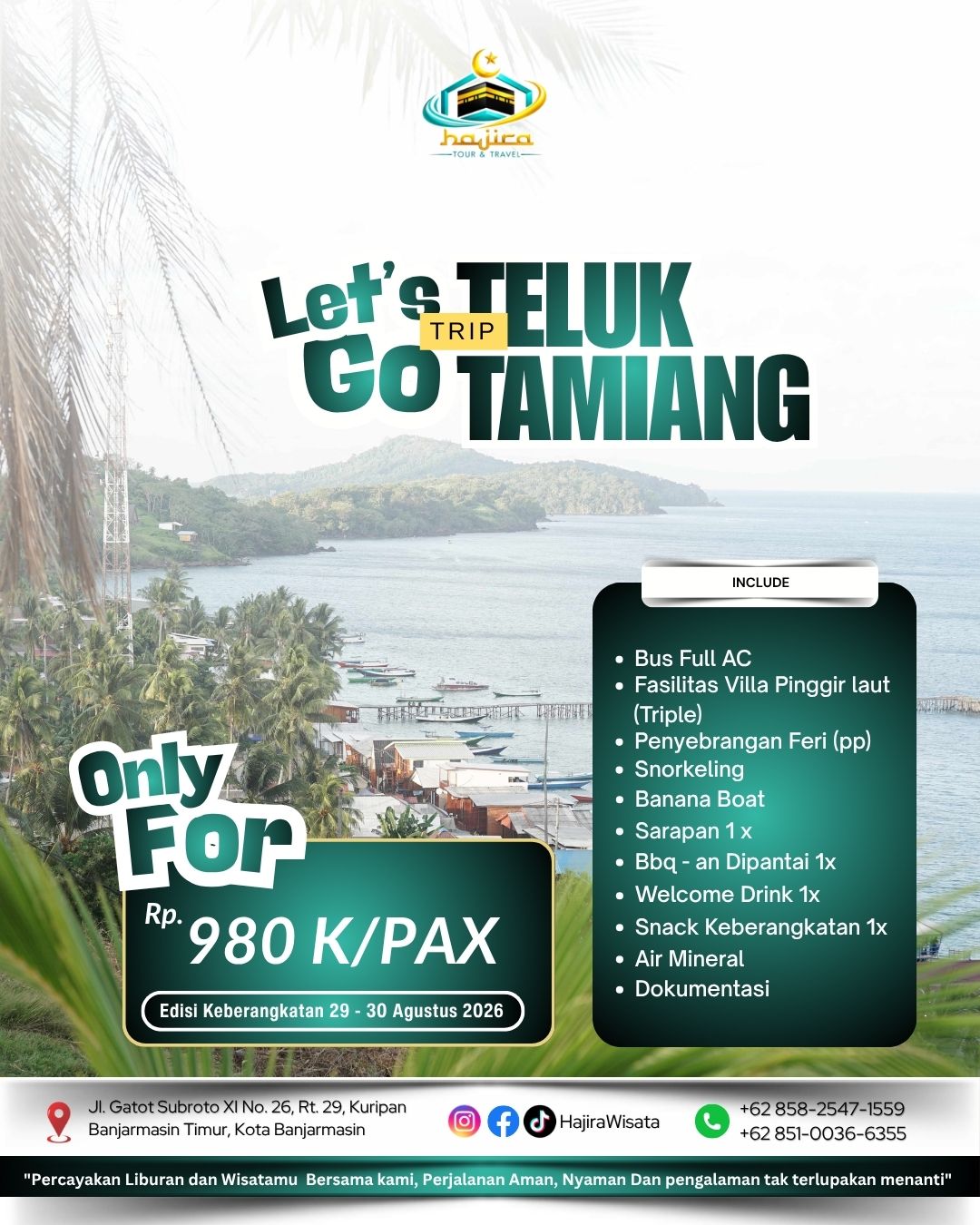 Pratinjau brosur Let's Go Trip Teluk Tamiang — 29–30 Agustus 2026