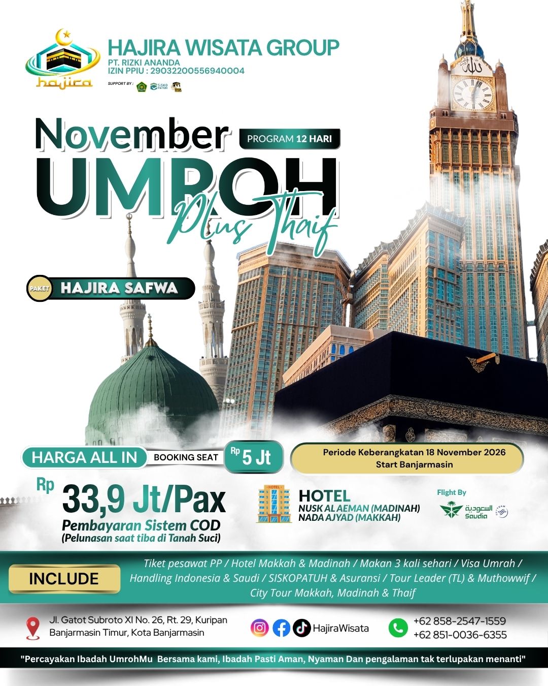 Pratinjau brosur Umroh Plus Thaif — 18 November 2026